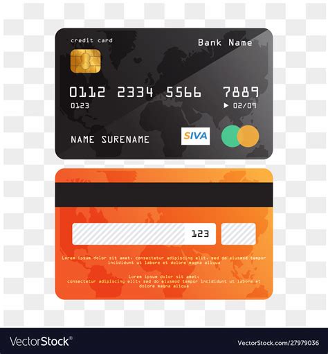 Isolated Credit Card Realistic Front And Back Vector Image