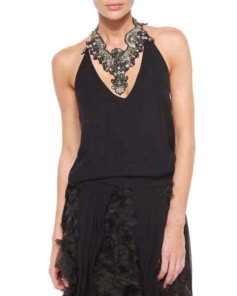 Haute Hippie Silk Halter Top In Black Lyst