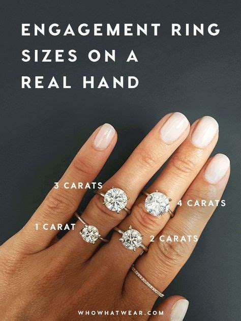 The Engagement Ring Sizes On A Real Hand Are 3 Carats 1 Carat And 2 Carats
