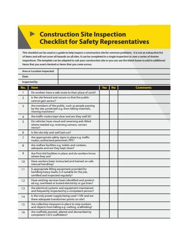 Construction Site Inspection Checklist Fillable Printable Pdf Images