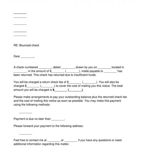 Returned Check Notice Sample Template Word And Pdf