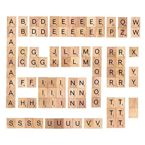 100pcs Polished Wooden Scrabble Tiles Letter Alphabet