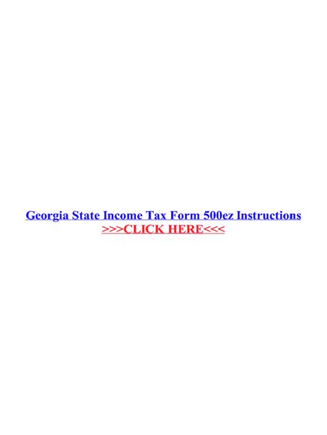 Fillable Online Georgia State Income Tax Form 500ez Fax Email Print