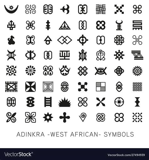 Set Akan And Adinkra West African Symbols Vector Image