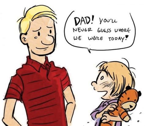 Calvin As A Dad Passing Hobbes To His Daughter Calvin And Hobbes