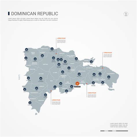 Dominican Republic Map With Borders Cities Capital Santo Domingo And Administrative Divisions