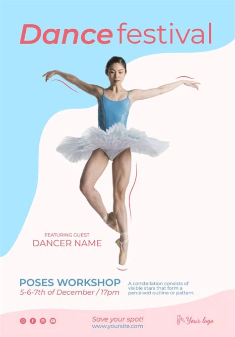 Free Waves Dance School Festival Poster Template