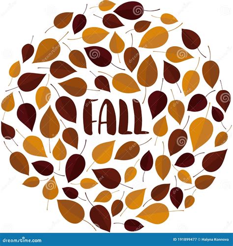 Fall Hand Drawn Text Surrounded With Autumn Leaves Arranged Into Wreath