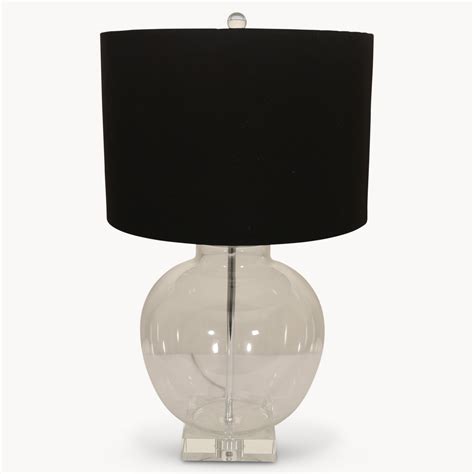 Clifton Rounded Glass Table Lamp With Black Shade Lighting One World