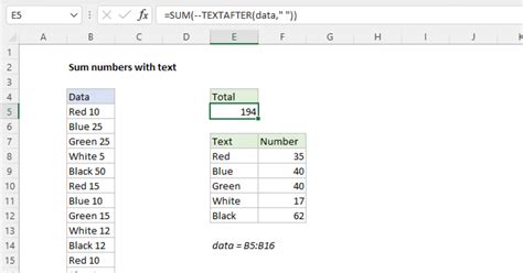 Sum Numbers With Text Excel Formula Exceljet