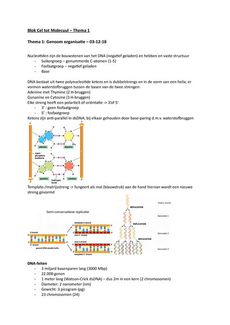 Thema 1 Cel Tot Molecuul Collegeaantekeningen Blok Cel Tot Molecuul