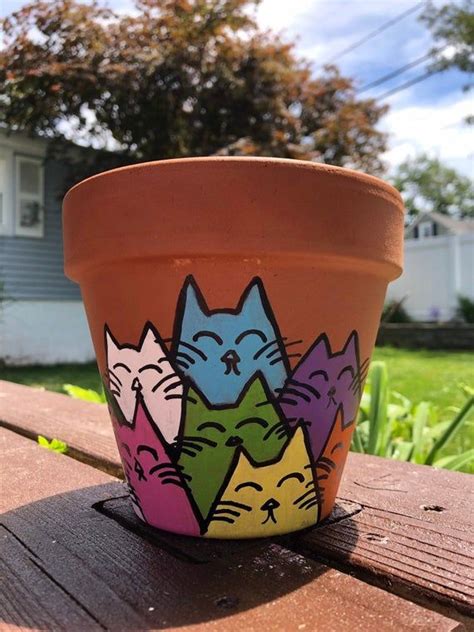 How to know if a cat is afraid. Cat Flower Pot, terra cotta flower pot, custom sizes # ...