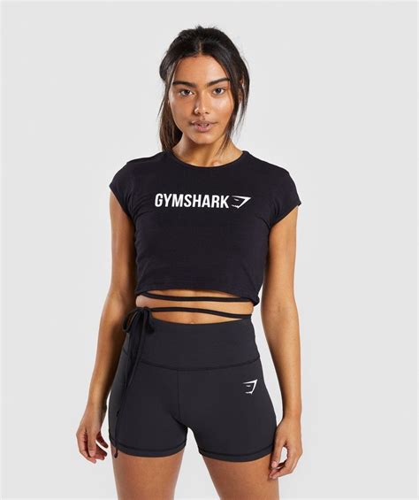 Gymshark Ribbon Capped Sleeve Crop Top Black 1 With Images Black