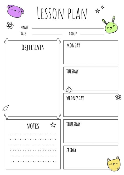 Free Simple Lovely Elementary Lesson Plan Template