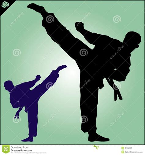 Karate Taekwon Do Kung Fu High Kick Martial Arts Vector Stock Illustration Illustration