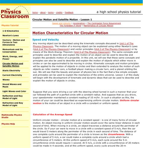 Applied Math And Science Education Repository Physics Classroom Circular Motion
