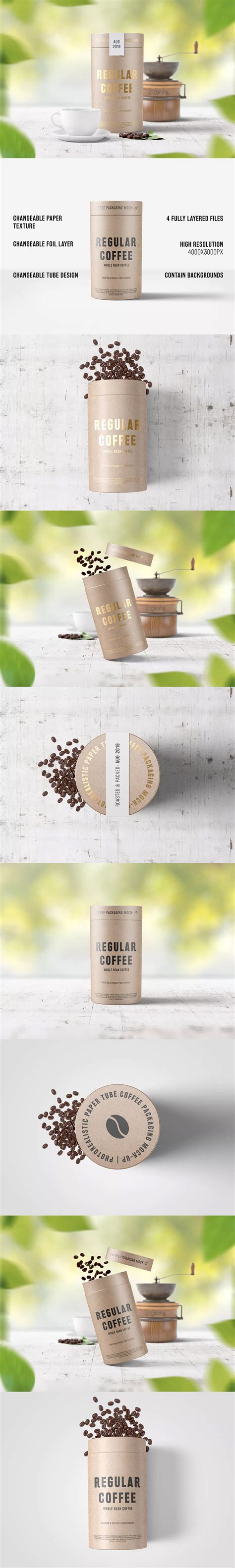 Download Paper Tube Coffee Package Mock Up by professorinc on Envato Elements | Coffee packaging, Mockup ...