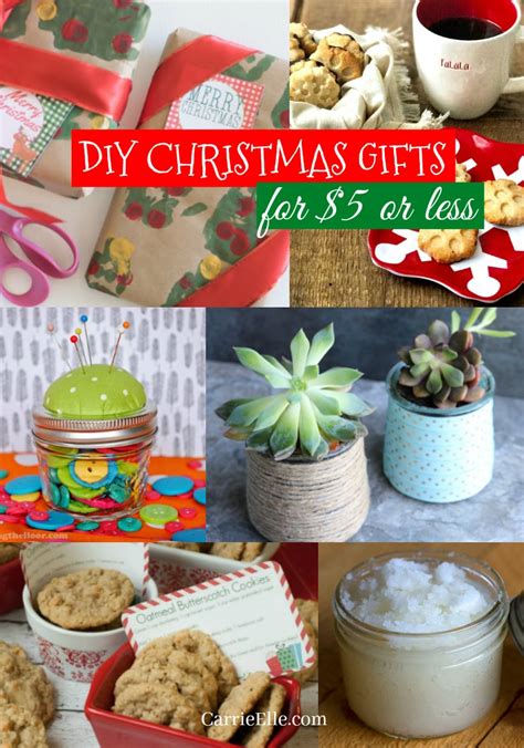 Most of these diy christmas gifts below can be made for less than five bucks! $5 DIY Christmas Gifts - Carrie Elle