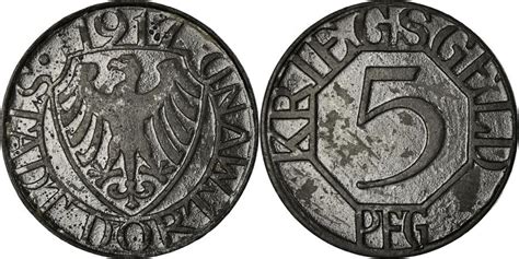 Coin Germany Stadt Dortmund Kriegsgeld Dortmund 5 Pfennig 1917
