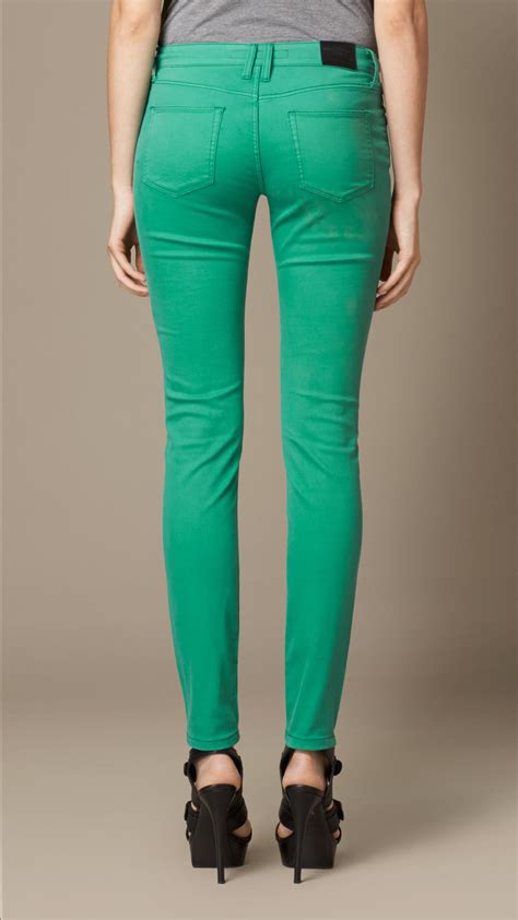 Lyst Burberry Skinny Fit Low Rise Power Stretch Jeans In Green