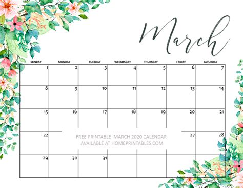 Printable March 2020 Calendar 10 Free Organizers For You