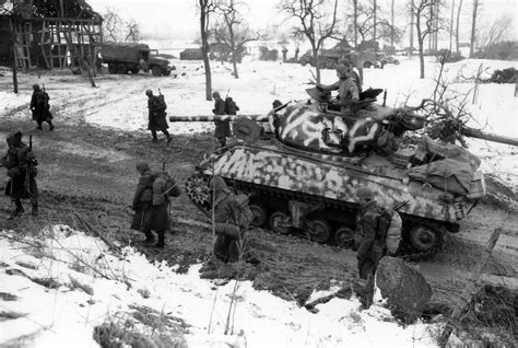 M4 Sherman With Winter Camouflage And Soldiers In Riedwihr France