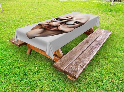 Humor Outdoor Tablecloth Grumpy Internet Troll Face With Trippy