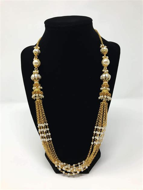 Multi Layer Pearl Necklace Set Gold Jewelry Fashion Gold Jewellery