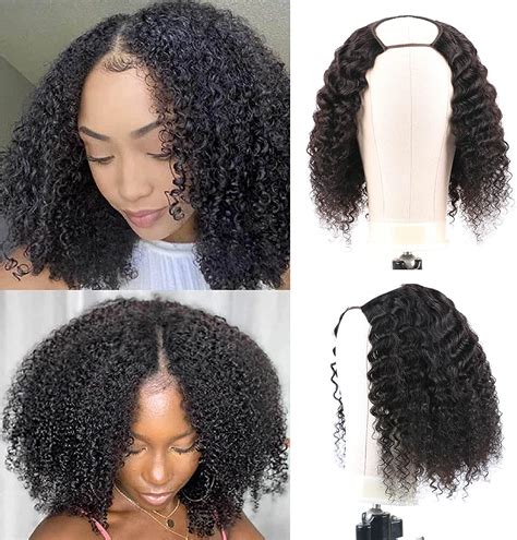 Kinky Curly U Part Wigs Human Hair For Black Women Brazilian Glueless Curly Upart Wig U Shape
