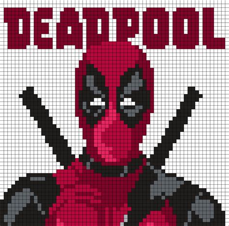 Deadpool Poster 61 X 60 Square Grid Pattern Cross Stitch Embroidery