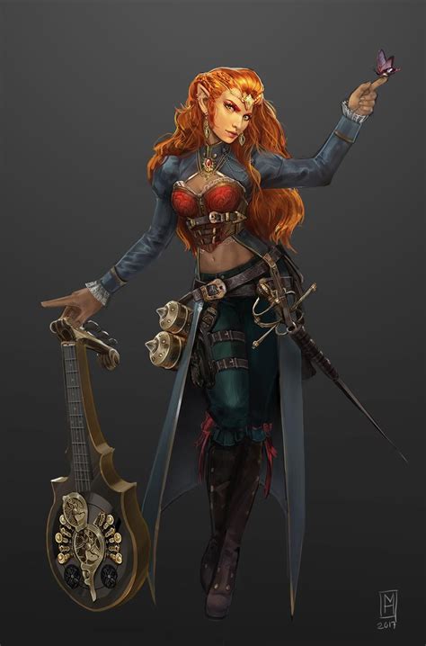 Redhead Elf Fem Bard Pathfinder Character Character Portraits