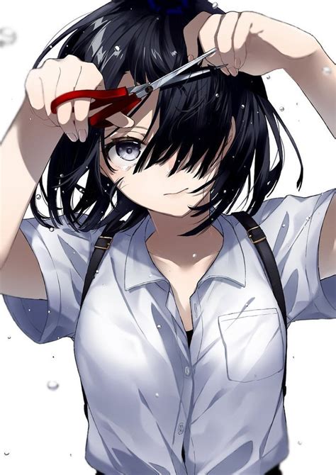 Aesthetic Black Aesthetic Short Hair Anime Girl