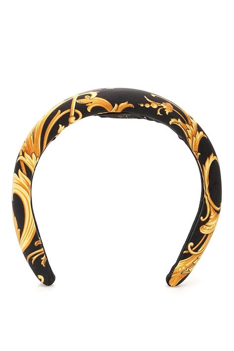 Versace Barocco Print Headband In Blackyellow Modesens In 2020