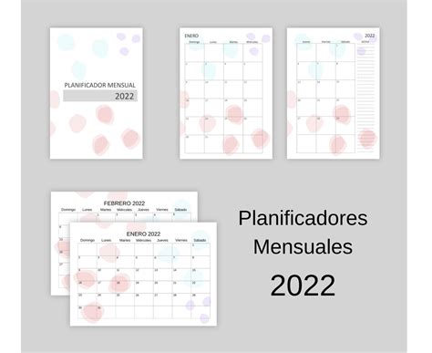 Planificadores Mensuales 2022 Imprimibles Calendarios Etsy España