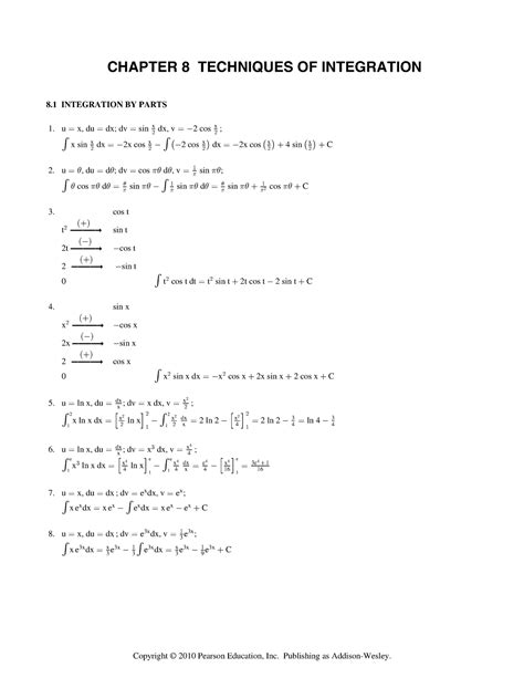 Solutions Of 8 Chapter 8 Techniques Of Integration 8 Integration By