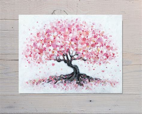 Cherry Blossom Tree Painting On Canvas Original Painting On Stretched