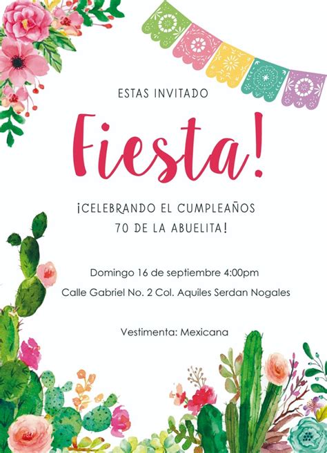 Invitaci N Fiesta Mexicana Mexican Party Invitaciones Mexicanas Invitaciones Mexicanas