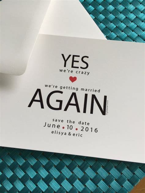 Funny Second Marriage Save The Date Announcements Yes Etsy Vow