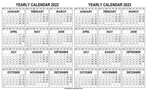 2022 2023 Two Year Calendar Free Printable Word Templates Zohal
