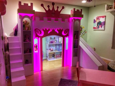 Princess Castle Bed With A Slide And Lights Bed For Girls Room Girl