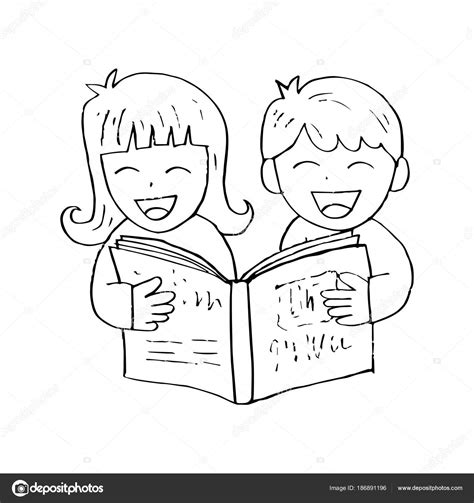 Dibujos Animados Niños Leyendo Libro: fotografía de stock © Handini