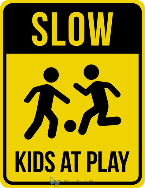 Printable Slow Kids At Play Sign