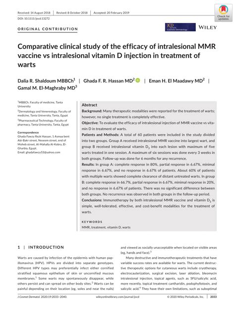 Pdf Comparative Clinical Study Of The Efficacy Of Intralesional Mmr