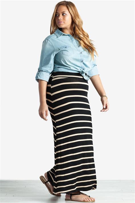 Womens Plus Size Skirts Stripe Maxi Skirt Striped Maxi Skirts