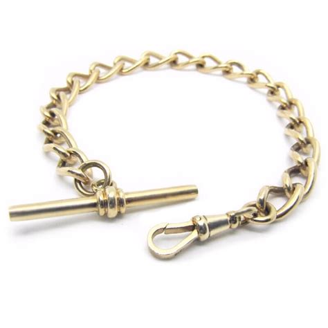 9ct Yellow Gold Fob Chain Bracelet With T Bar And Dog Clip Morrisons