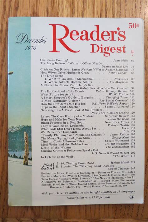 Readers Digest December 1970 1900 Magazine Periodical Sage Rare