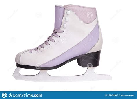 Close Up Photo Of Professional Ice Skate Standing Isolated On White