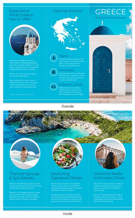 Greece Travel Tri Fold Brochure Venngage
