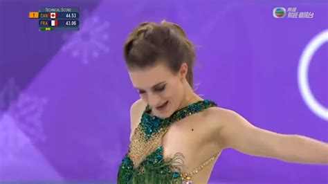 winter olympics france s gabriella papadakis wardrobe malfunction an on ice nip slip