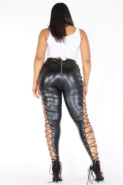 Leather Booties Leather Pants Spandex Girls Plus Size Women Curvy High Heels Booty